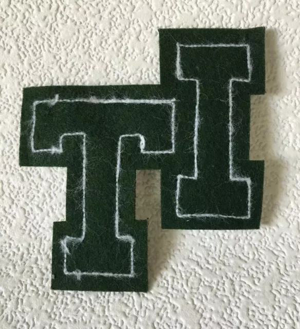 Letterman Letter Chenille Felt IT Indian Trail Junior High School Green & White 2