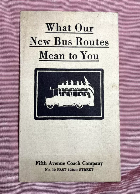 1917 Fifth Avenue Coach Company New York City Proposed Bus Routes