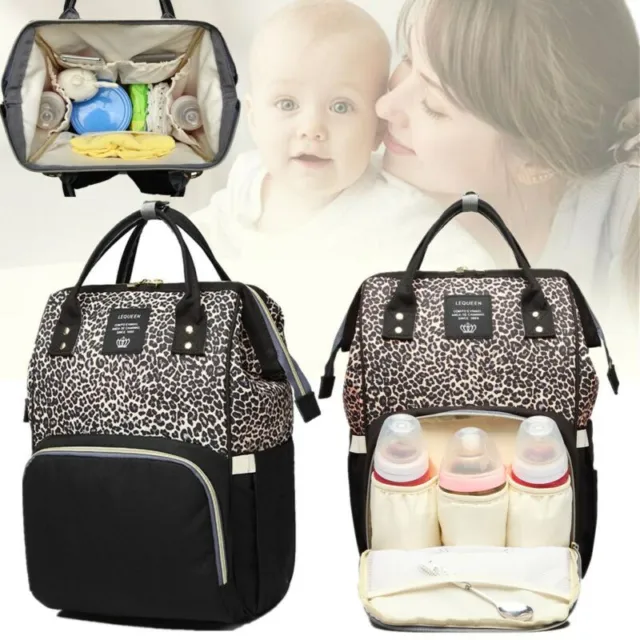Diaper Bag Backpack Multi-Function Waterproof Baby Leopard Traveling Bags 050