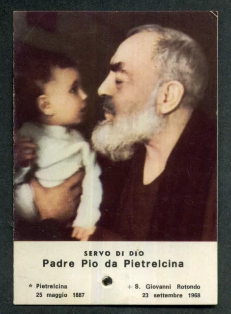 Santino Holy Card -  Padre Pio Da Pietrelcina - Con Reliquia