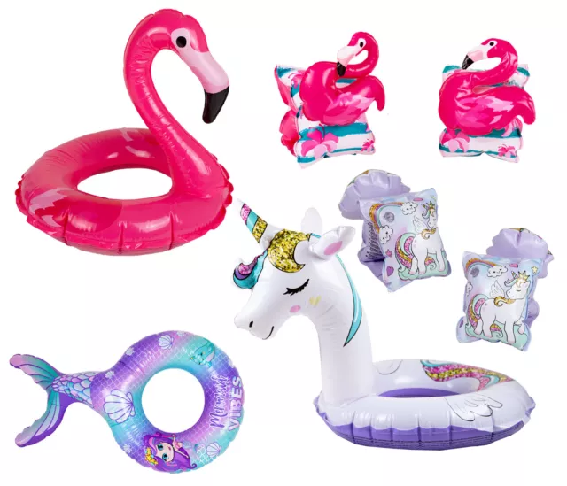 Schwimmring Schwimmflügel Einhorn Flamingo Meerjungfrau Kinder inkl. Flickset