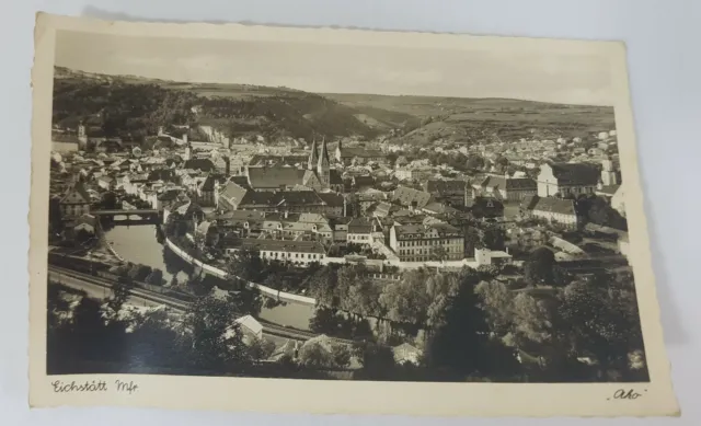 Schöne alte Ansichtskarte AK - S/W Eichstätt mfr. Luft Aufnahme gelaufen 1953