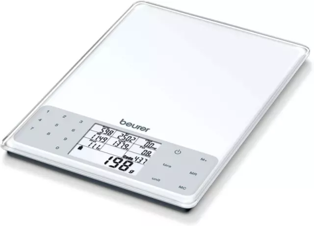 Beurer DS61 Ernährungsanalyse Digitale Waage 950 eingespeicherte Lebensmittel bis 5 kg weiß