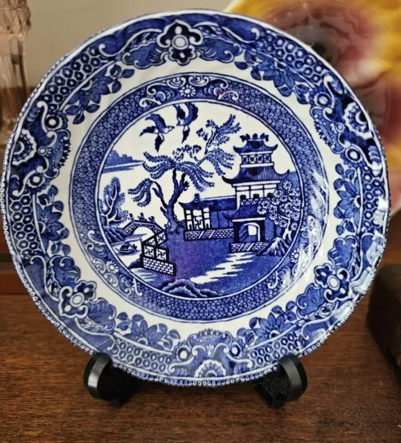 Vintage Burleigh Ware Willow Pattern Blue and White cereal bowl/made in England