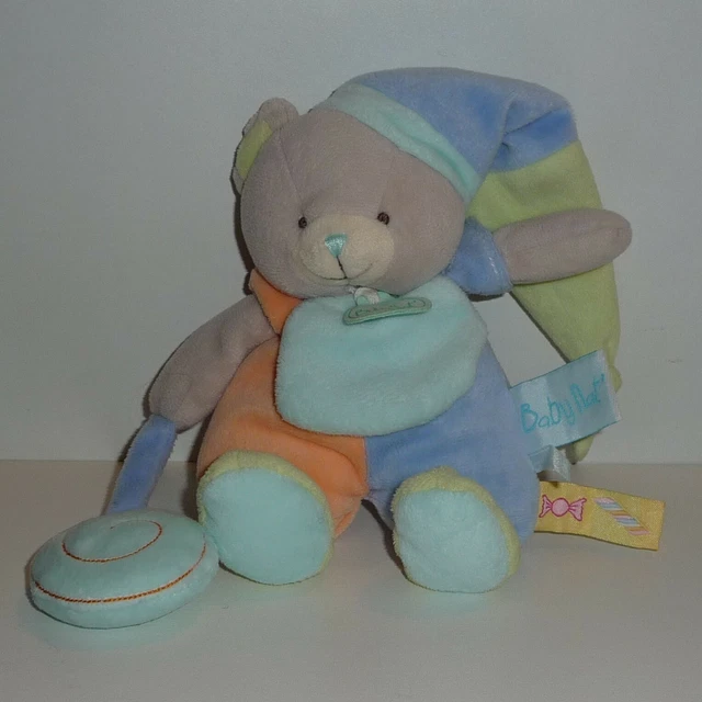 Doudou Ours Babynat Baby Nat' - Bonnet bleu vert