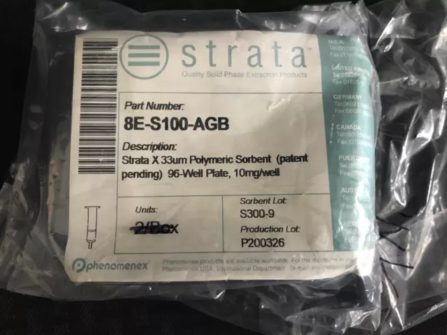 Phenomenex Strata X 33µm Polymeric Sorbent 96-Well Plate 10mg 8E-S100-AGB