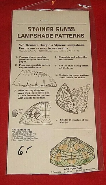 Tiffany-Lampenschirmvorlagen , Whittemore-Durgin ,Pattern , Nr.6476 ART NOUVEAU