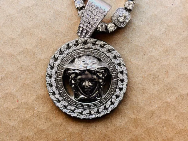 Sterling Silver Fashion Versace Necklace Pendant 3