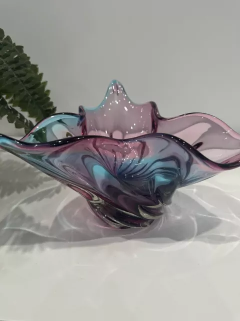 Stunning 💖vintage Art Glass Cristallo Venezia Murano Sommerso Fruit Bowl