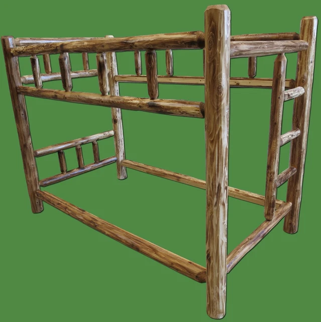 Torched Cedar Log Bunk Bed -Twin Over Twin $899- Free Shipping