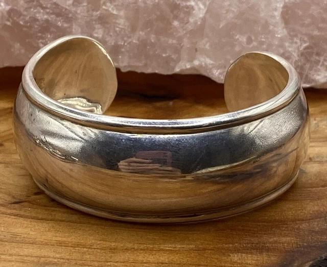 Taxco Mexico Sterling Silver Smooth Shiny Cuff Bracelet