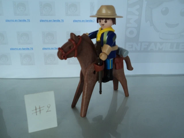 Lot PLAYMOBIL Vintage Western – Cavalerie Soldats Nordistes à Cheval Set 3811 De 1995