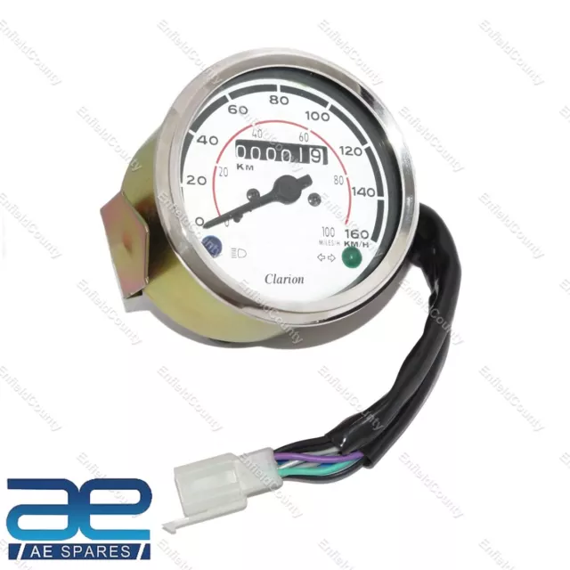 Fits Royal Enfield Early Models Speedometer White Face Kph / Mph GEc