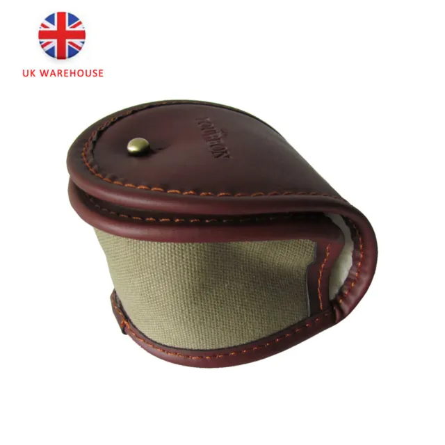 TOURBON Fleece Padded Fly Fishing Reel Case Canvas&Leather Soft Reel Pouch Bag