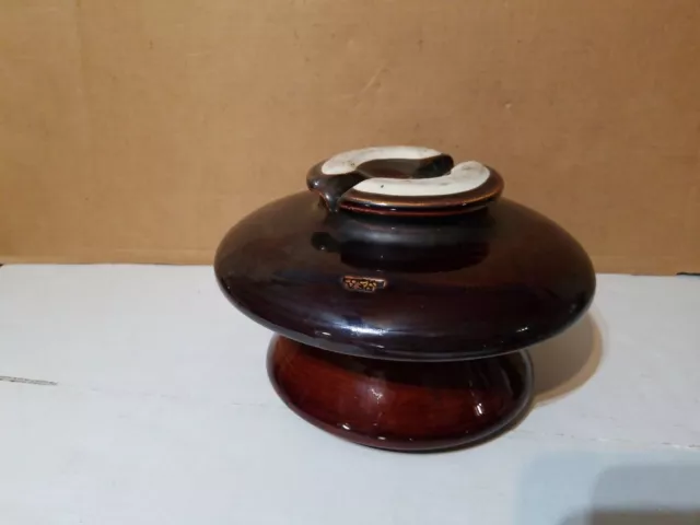 LOCKE Porcelain Insulator BROWN GLAZE V30  9 1/4" x 6 1/4" USA 10 Pounds 3.8 oz