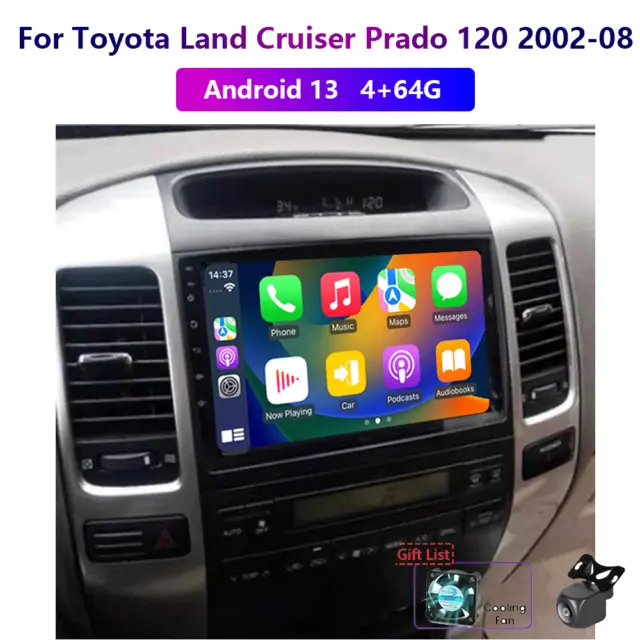 Wireless Carplay 4-64G Android For Toyota Land Cruiser Prado 120 02-08 Car Radio