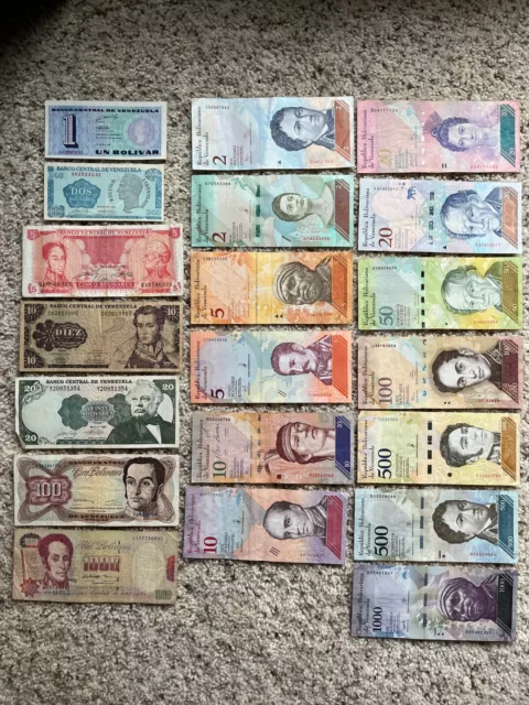 Lot of 20 Different Assorted Venezuela Banknotes Circulated World Paper Money
