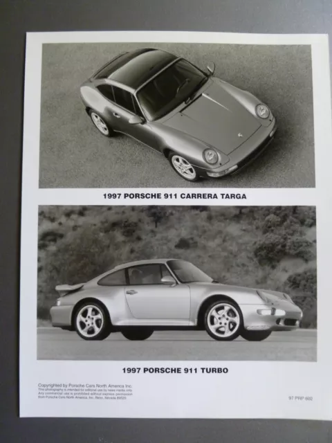 1997 Porsche 911 Carrera Targa & 911 Turbo B&W Press PCNA Issued Photo RARE L@@K