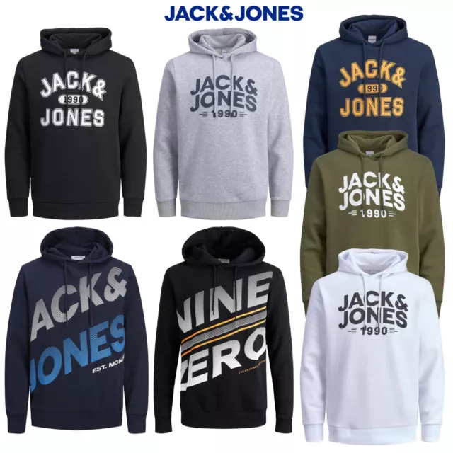 Jack & Jones Mens Pullover Hooded Sweatshirt Long Sleeve Logo Print Sweat Hoodie