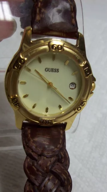 GUESS Unisex Watch, woven leather band