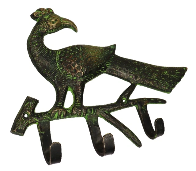 Peacock Shape Vintage Antique Style Handmade Brass Wall Hanger Home Decor Hook