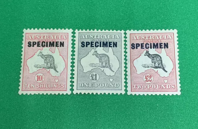 Kangaroo Australian stamps 1932 CofA WMK ‘Specimen’ set Type D ‘MLH’