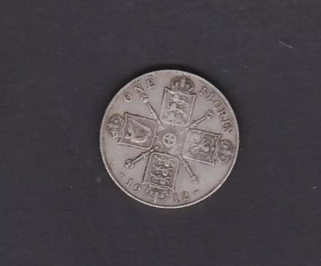 1912 George V Silver Florin Coin In Good Fine Condition