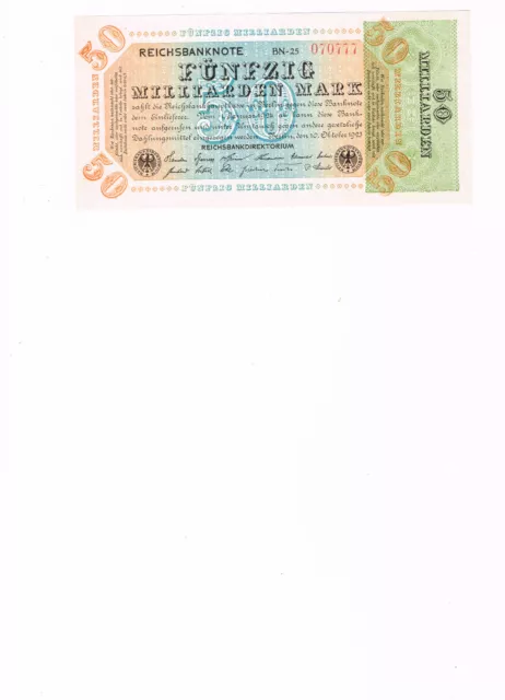 Reichsbanknote , Fünfzig Milliarden Mark, Berlin 10.10.1923,