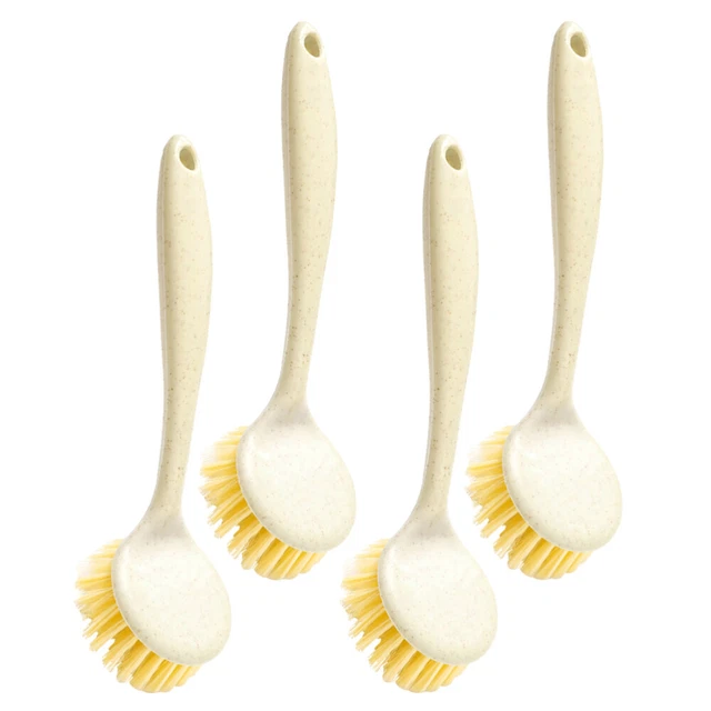 4 piezas Sartén Multiusos Cepillos Mango Largo Plato Cepillo de Cocina Hogar
