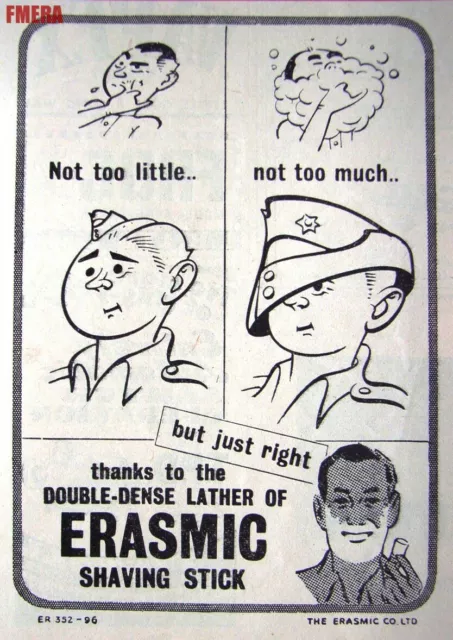 Vintage WW2 'ERASMIC' Shaving Stick ADVERT - Original Small 1943 Print AD