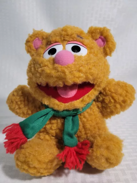 Vintage 1987 Muppet Babies Fozzie Bear Christmas Plush Toy Wearing Scarf