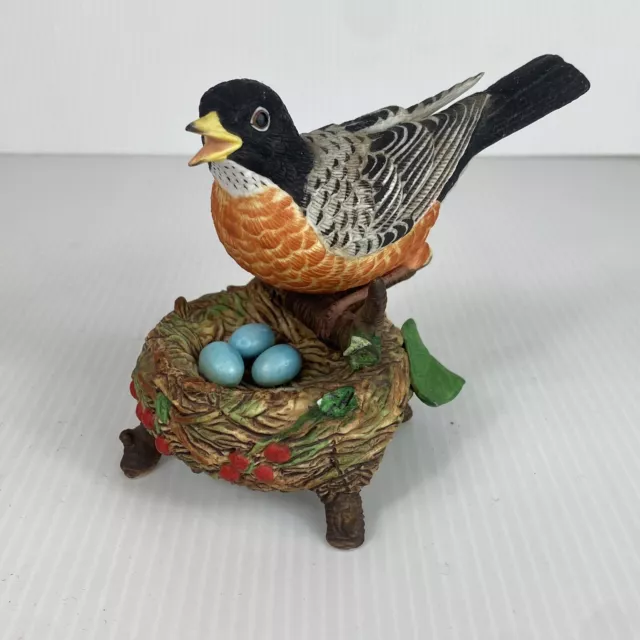 Robin Bird On Nest Eggs Ceramic Figurine Crystal Cathedral “How Sweet It Is”