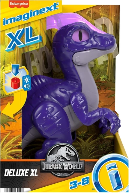 Fisher-Price Imaginext Jurassic World - Figura de dinosaurio de lujo Parasaurolophus XL, luces y sonidos, para juegos de simulación, preescolar, niños a partir de 3 años