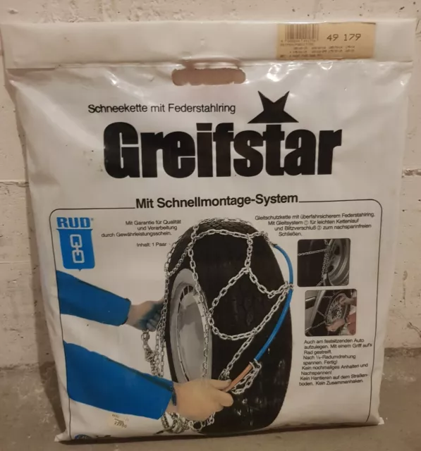 Neu Original Paar Schneeketten Greifstar 49179 RUD TOP