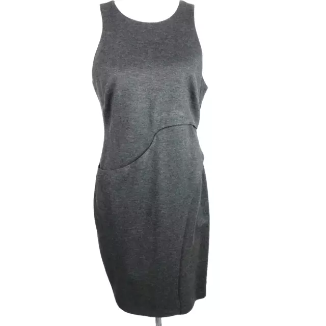 Bailey 44 Dress Womens Large Grey Asymmetrical Sheath Ponte Knit Casual Career