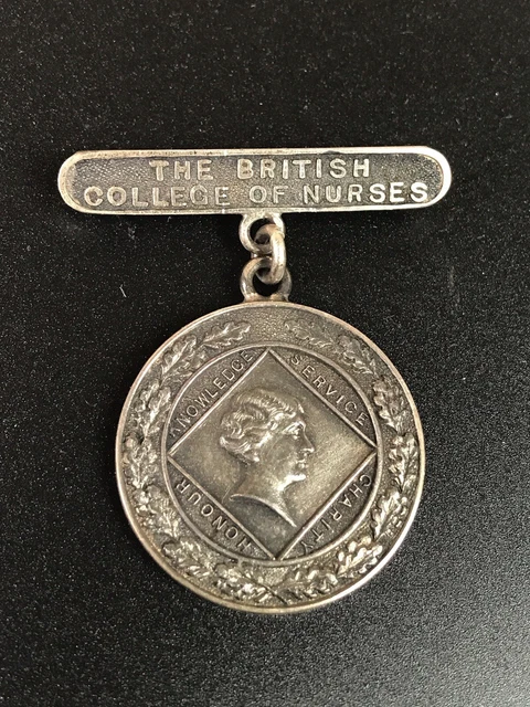 Good Sterling Silver British College Of Nurses Pin Badge, 1/2 Ounces Birmingham