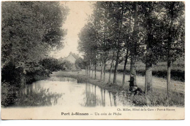 PORT A BINSON - Marne - CPA 51 - des pecheurs - un coin de peche