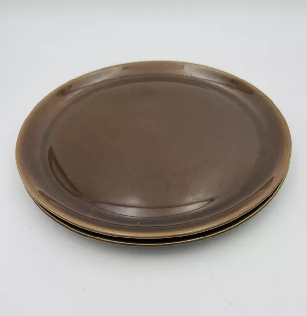 VINTAGE LAUREL OF CALIFORNIA PAIR OF 10'' Chocolate Brown DINNER PLATES Mcm