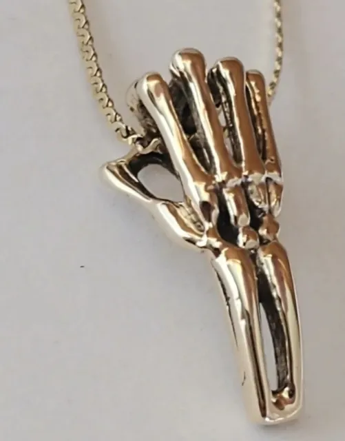 Skeleton Hand 14k Yellow Gold, Charm pendant