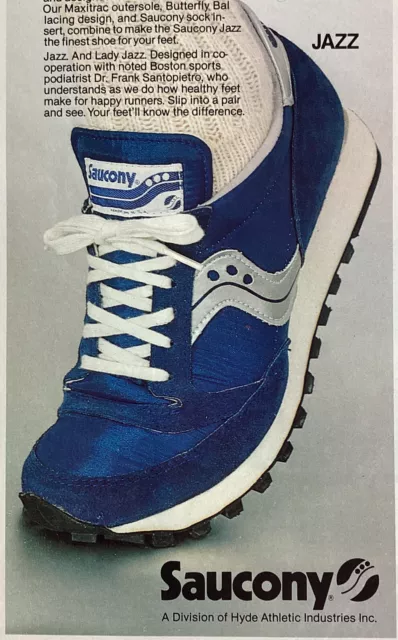 Saucony Sneaker Print Ad Original Vintage 1981 Rare Jazz Hyde Athlet Peabody MA