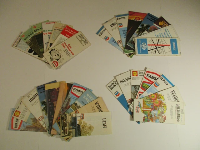 Lot of 32 Texaco AAA Lion Gousha Conoco Gas Station Road Maps Brochures~Box L7