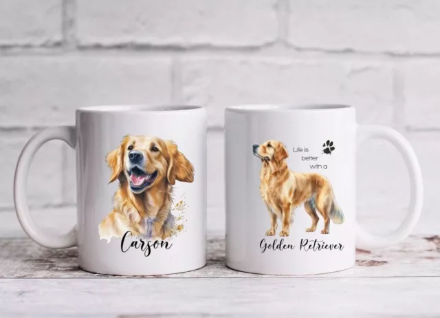 Personalised Golden Retriever Mug Coaster - Pet Dog Gift Idea