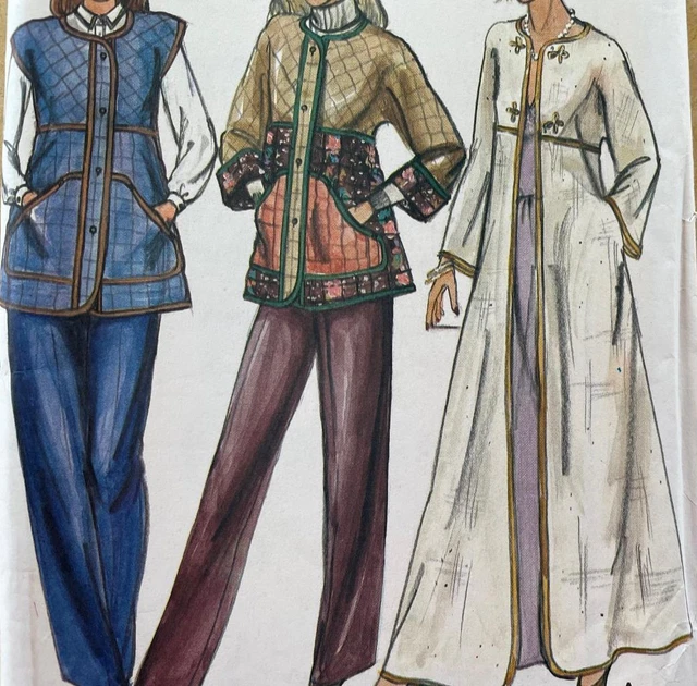Vtg Sew Pattern Butterick 3385~Raised Waist COAT+JACKET+VEST~12-14~Artsy/Ethnic