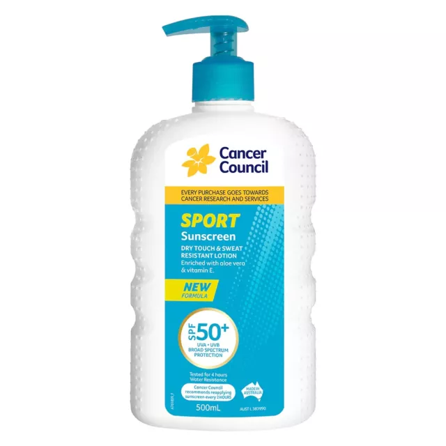 Cancer Council 500mL Sport Dry on Touch Pump Bottle