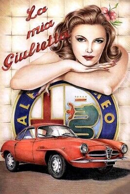 Poster Manifesto Locandina Pubblicità Automobili Vintage Alfa Romeo Giulietta
