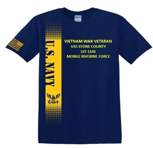 Uss Stone County Lst-1141 Vietnam Mrf*Vinyl&Silk Screen*Navy Licensed Shirt