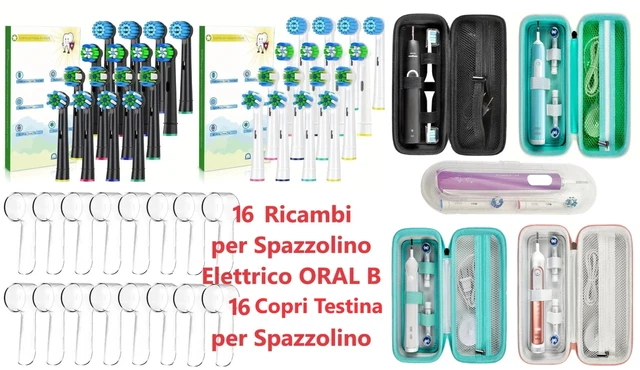16 PZ DI Testine di Ricambio ORAL B per spazzolino elettrico + 16 Copri Testine