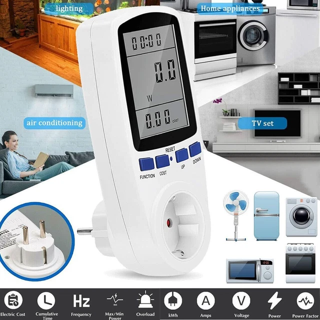 Power Meter Monitor Energia Bianco con Display LCD 45mmx70mm per Alimentatore