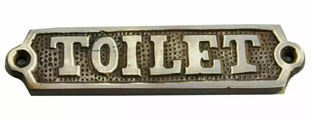 Brass Door Sign "TOILET" Antique Finish Vintage Home/Office Decor Best Gift