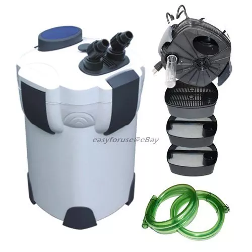 3 STAGE EXTERNAL CANISTER AQUARIUM FILTER w/ 9 WATT UV STERILIZER  375GPH